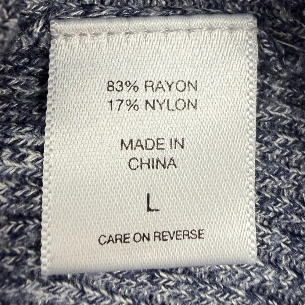New York & Company Women’s Large Gray/Black Ribbed Knit Sweater Long Sleeve